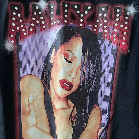 Aaliyah Unisex Black T-shirt Cotton Blend size XL - Picture 3 of 6